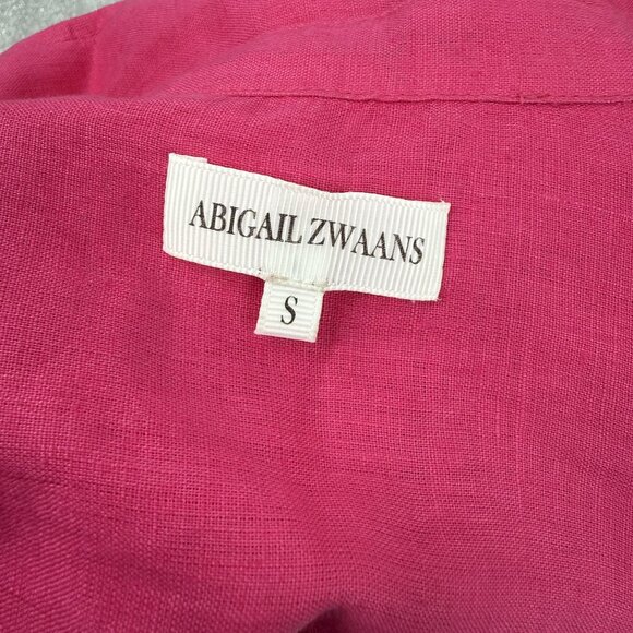 Abigail Zwaans Womens Pink Linen Button-Up Shirt Size S - Picture 3 of 6